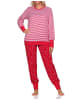 NORMANN Frottee Schlafanzug lang Bündchen - 81856 in rot