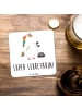 Mr. & Mrs. Panda Bierdeckel Einhorn Sekretärin mit Spruch in Weiß