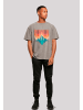 F4NT4STIC Oversize T-Shirt Berg Sonnenuntergang Geometrisch in Asphalt