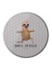 Mr. & Mrs. Panda Blechdose Faultier Yoga mit Spruch in Grau Pastell