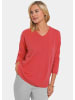 GOLDNER Kurzgröße:  Basicpullover mit V-Ausschnitt in koralle