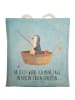 Mr. & Mrs. Panda Tote Bag Pinguin Angelboot mit Spruch in Eisblau