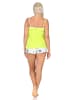 NORMANN Ärmelloser Spaghetti Träger Shorty Pyjama floralem print - 85407 in grün