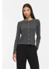 Vila Klassische Strickjacke Zopfmuster Rundhals in Dunkelgrau