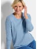 GOLDNER Kurzgröße:  Strickpullover Baumwollpullover mit Zick-Zack-Muster in hellblau