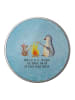 Mr. & Mrs. Panda Blechdose rund Pinguin Lagerfeuer mit Spruch in Eisblau