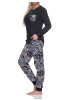 NORMANN Kuschel interlock Schlafanzug langarm Bündchen Animalprint - 81910 in schwarz