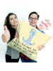 Mr. & Mrs. Panda Kissen 40x40 Anker Blau mit Spruch in Gelb Pastell