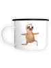 Mr. & Mrs. Panda XL Emaille Tasse Faultier Yoga ohne Spruch in Weiß