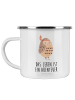 Mr. & Mrs. Panda Becher Emaille Eule Federschmuck mit Spruch in Weiß