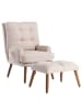 ABRIHOME Loungesessel mit Fußstütze in Beige, Rückenlehne 5-stufig verstellbar