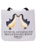 Mr. & Mrs. Panda Shopper Pinguin Liebe mit Spruch in Grau Pastell