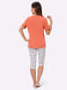 Sieh an! Capri-Schlafanzug in papaya-weiß-bedruckt