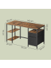 VASAGLE Computertisch Barnet in Braun-Schwarz - (B)140 x (H)76 x (T)60 cm