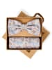 Finshley & Harding London Fliege und Einstecktuch in beige hellblau - 0001