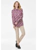 GOLDNER Kurzgröße:  Bluse Langarmshirt mit Smok-Details in beere / gemustert