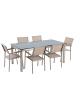 Beliani 7-tlg Gartentisch Set GROSSETO in Schwarz/Beige/Silber
