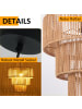 ZMH Pendelleuchte in Beige 1-flammige E27 Rattan L 35cm