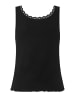 More & More feminines, geripptes Top, Spitzenborte in black