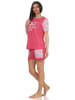 NORMANN Shorty Pyjama kurzarm CollegeLook print und abgesetzten Ärmeln - 53770 in pink