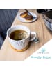 Intirilife Kaffeetasse Teetasse Keramik mit Holz Untersetzer 230 ml in 2x Weiß