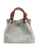 Florence Florence Handtasche, Umhängetasche Leder grau, braun ca. 31cm