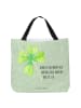 Mr. & Mrs. Panda Schultertasche Blume Kleeblatt mit Spruch in Blattgrün
