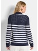 GOLDNER Strickjacke Polopullover mit Lochmuster in marine / weiß / gemustert