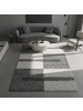 KADIMA DESIGN Teppich Hochflor Shaggy Karo Design Polypropylen Wohnzimmer in Hellgrau