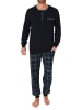 NORMANN Schlafanzug Pyjama Bündchen und karierter Jersey Hose - 75243 in marine