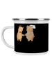Mr. & Mrs. Panda Camping Emaille Tasse 3. Hochzeitstag Lederhoch... in Schwarz