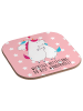 Mr. & Mrs. Panda Tischuntersetzer Einhorn Mitteilung mit Spruch in Rot Pastell