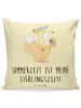 Mr. & Mrs. Panda Kopfkissen Sommer Freude mit Spruch in Gelb Pastell