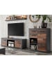 Furn.Design Wohnwand Old Used Wood Shabby Design mit Matera grauSchrankwand 3-teilig 255 cm