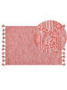 Beliani Kurzflor NIGDE in Rot/Weiß - (W) 140 x (H) 1.5 x (L) 200 cm