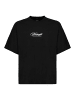 Sublevel Basic T-shirt Spruchdruck Rundhals Kurzarm in Schwarz