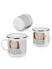 Mr. & Mrs. Panda Camping Emaille Tasse 15. Hochzeitstag Gläserne... in Heather Grey