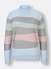 creation L Stehkragenpullover in grau-bleu-gemustert