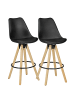 KADIMA DESIGN 2er Set Barhocker LIMA Retro Design Kunstleder Holz mit Lehne