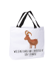 Mr. & Mrs. Panda Tote Bag Sternzeichen Steinbock mit Spruch in Weiß