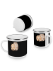 Mr. & Mrs. Panda Tasse Emaille Verlobung Glaube mit Spruch in Schwarz