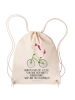 Mr. & Mrs. Panda Sportbeutel Einhorn Radfahrer mit Spruch in Creme