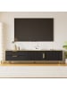 ABRIHOME Schwarzer TV-Schrank mit geschnitzter Struktur und goldenen Metallfüßen