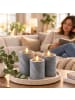 relaxdays 3 x LED Kerzen in Grau - (H)16,5 x Ø 7,5 cm