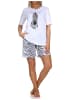 NORMANN Kurzarm Schlafanzug Pyjama Shorty Tiermotiv - 85177 in weiß