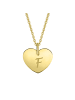 ONE ELEMENT  Herz mit Gravur F Buchstaben Anhänger aus 333 Gelbgold in gold