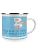 Mr. & Mrs. Panda Camping Emaille Tasse 8. Hochzeitstag Blechhoch... in Sky Blue