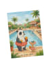 Mr. & Mrs. Panda Postkarte Panda Schwimmbad Pommes Design ohne S... in Weiß