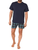 NORMANN Schlafanzug kurzarm Shorty mit karierter Jersey Hose - 86251 in marine