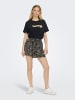 JACQUELINE de YONG Legeres T-Shirt mit Schriftzug in Bouclé-Optik in Schwarz